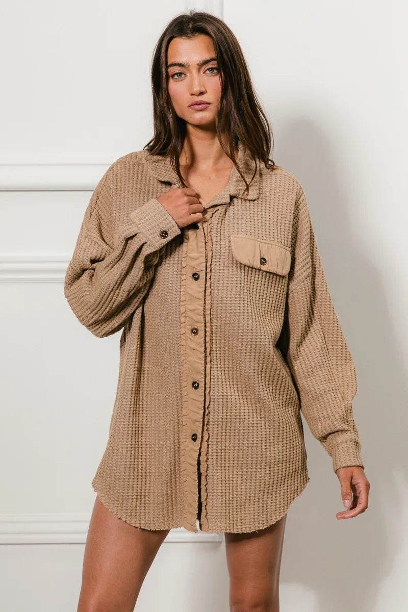 BiBi Heavy Waffle Oversized Shacket