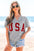 USA Patch Notched Neck Loose Tee