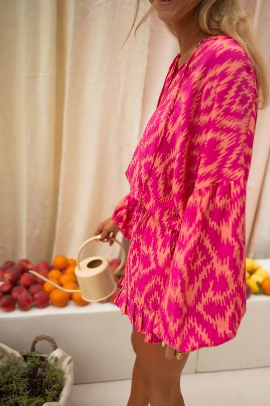 Aztec Geometric Print Top and Ruffled Shorts Set