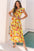 Dani Cheetah Plant Shirred Button V Neck Maxi Dress