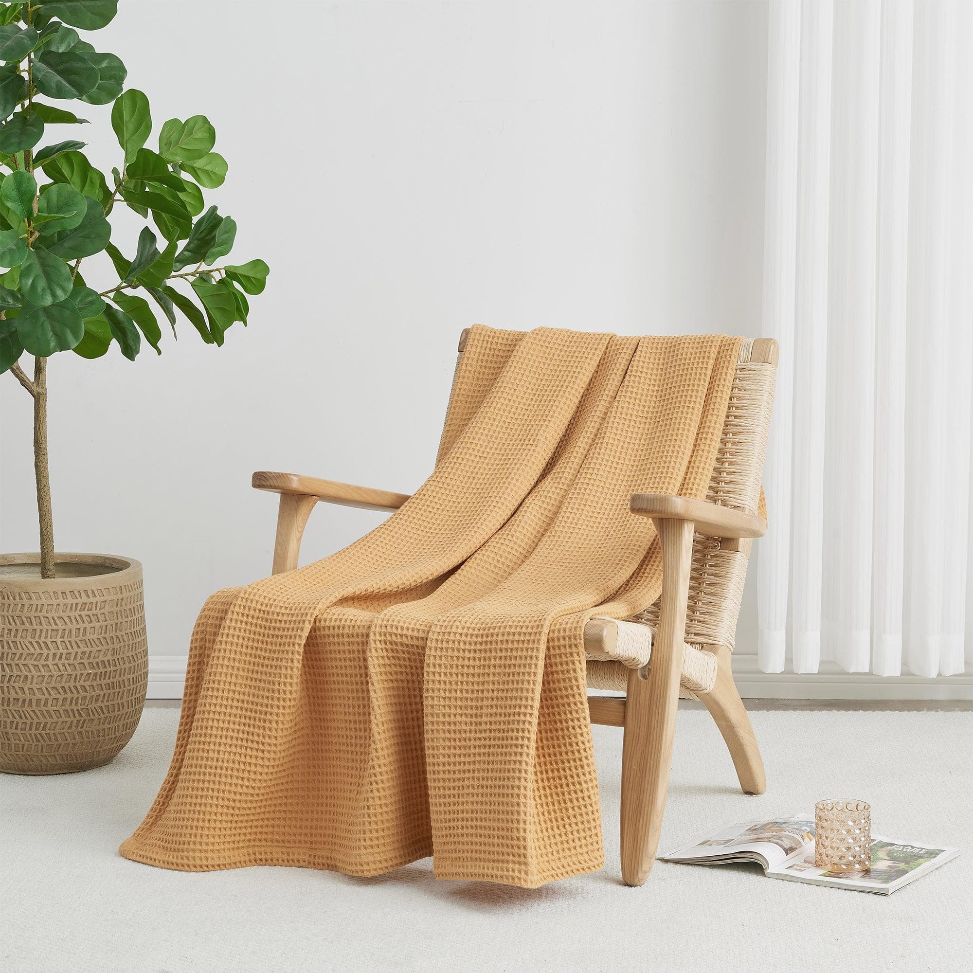 100% Cotton Waffle Weave Blanket - Mikala Collection