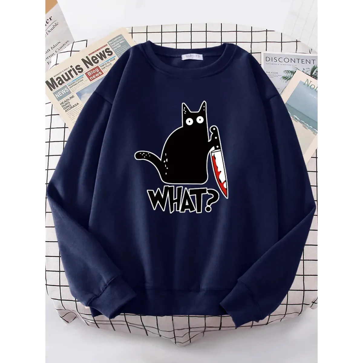 Kitty Say "What?" Sweatshirt - Harajuku Casual Hoody
