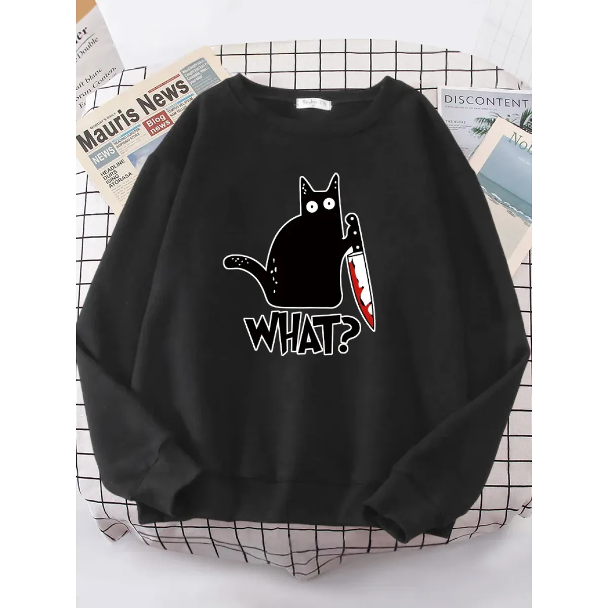 Kitty Say "What?" Sweatshirt - Harajuku Casual Hoody