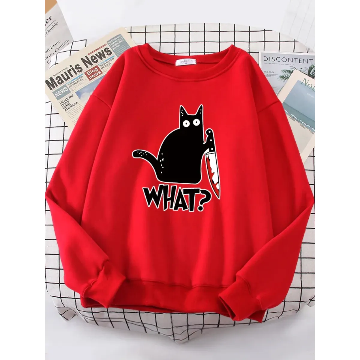 Kitty Say "What?" Sweatshirt - Harajuku Casual Hoody