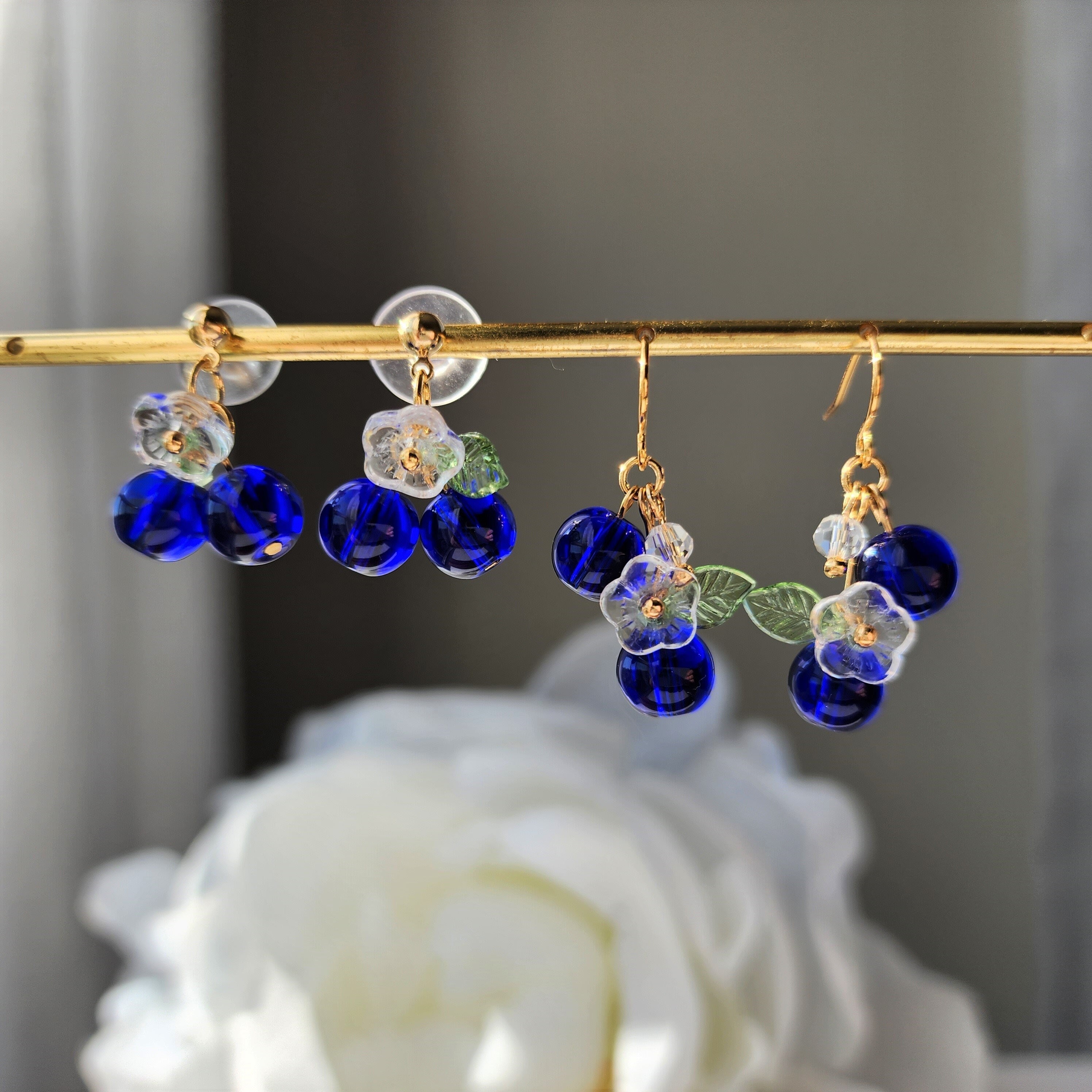 Blueberry Cluster Glass Earrings