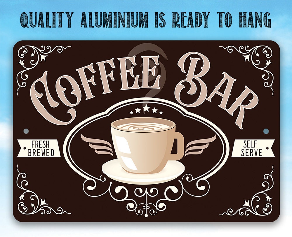 Coffee Bar Fresh Brewed - Metal Sign