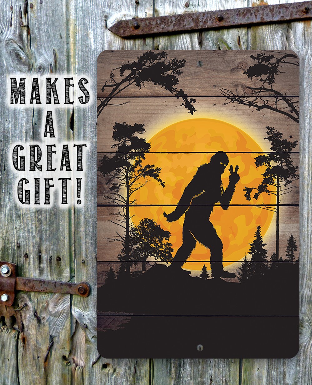 Big Foot in the Woods Peace Sign - Metal Sign