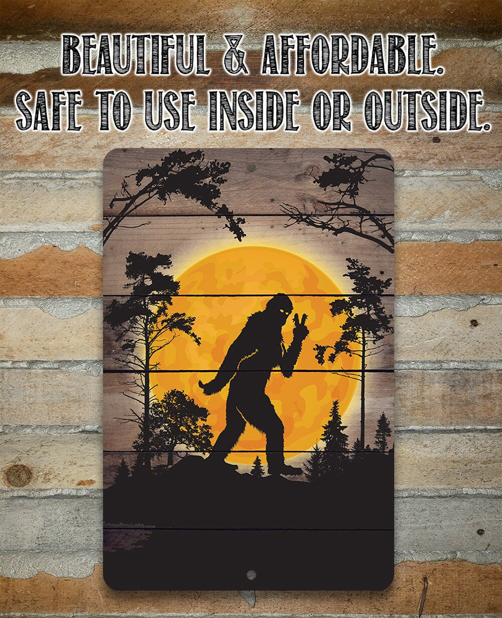 Big Foot in the Woods Peace Sign - Metal Sign