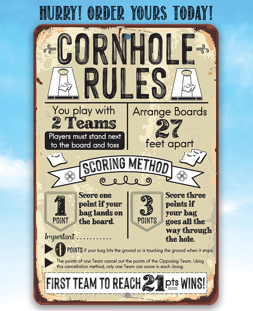 Cornhole Rules - Metal Sign