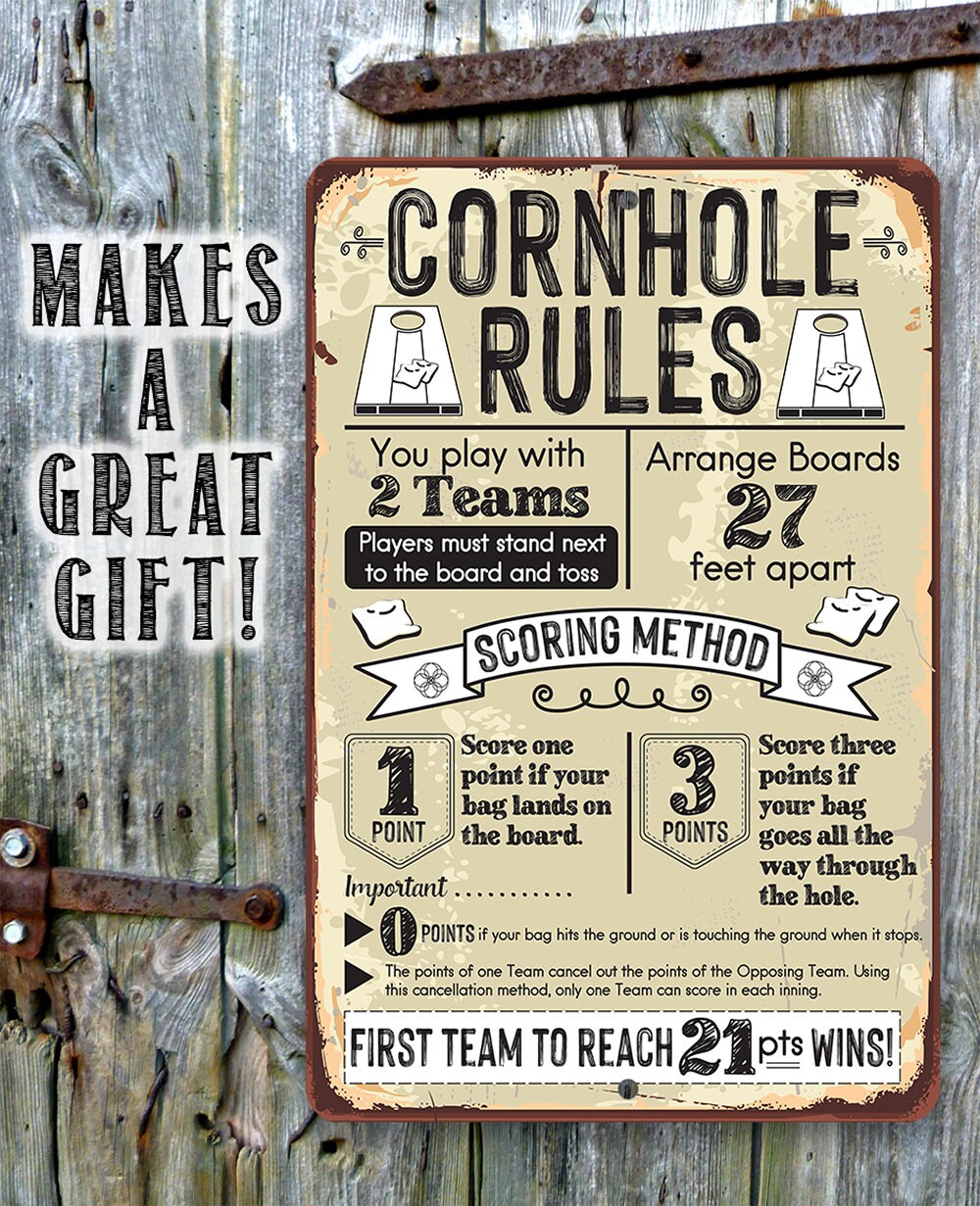 Cornhole Rules - Metal Sign