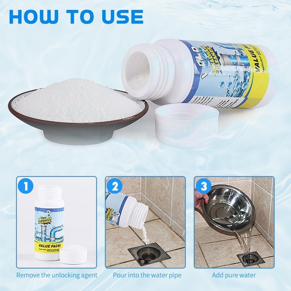 Ivyever Drain Cleaner, Ailson Sink and DrainCleaner, Dodrado DrainCleaner, Worldtornado Sink Drain Cleaner, Dredge Blast Pipe Cleaner, Powerful Pipe Dredging Agent for Home Kitchen Toilet (2)