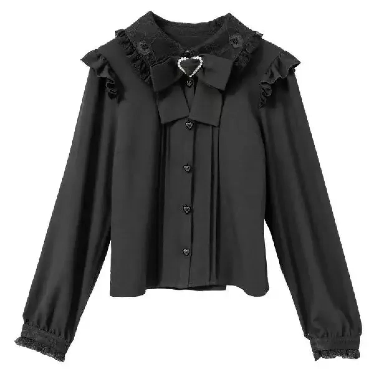 Lace Trim Bow Blouse – Harajuku Y2K Grunge Lolita Shirt