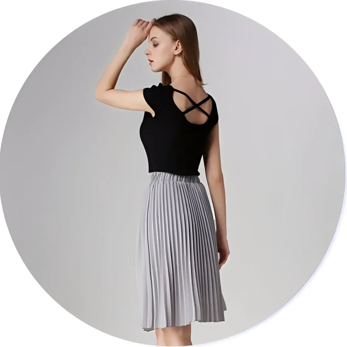 Knife-Pleated Chiffon Skirt
