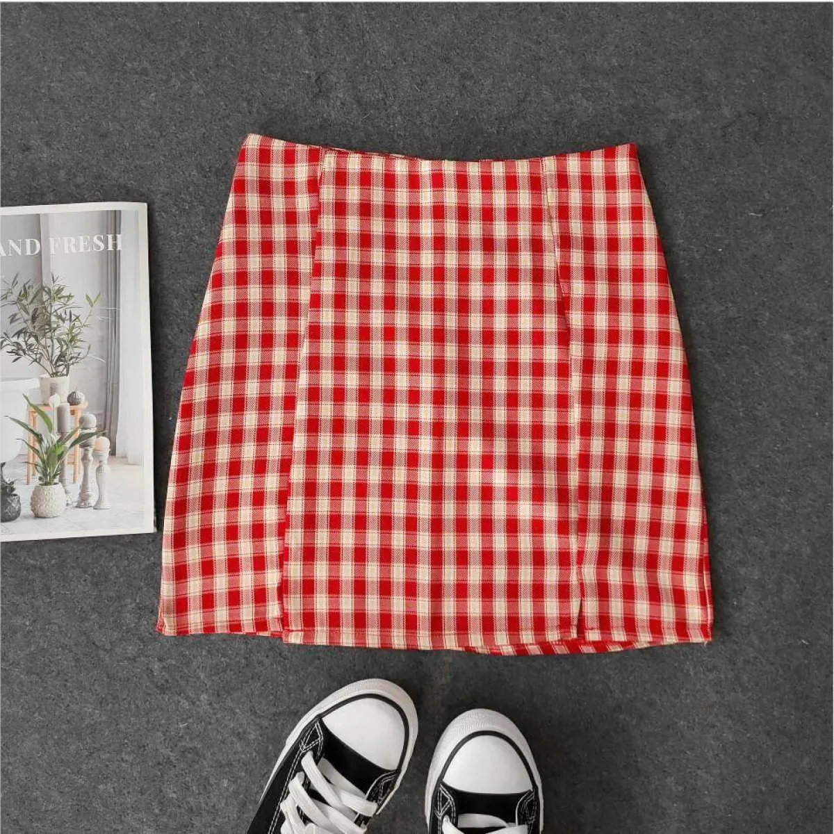 Korean Colored Plaid Skirt