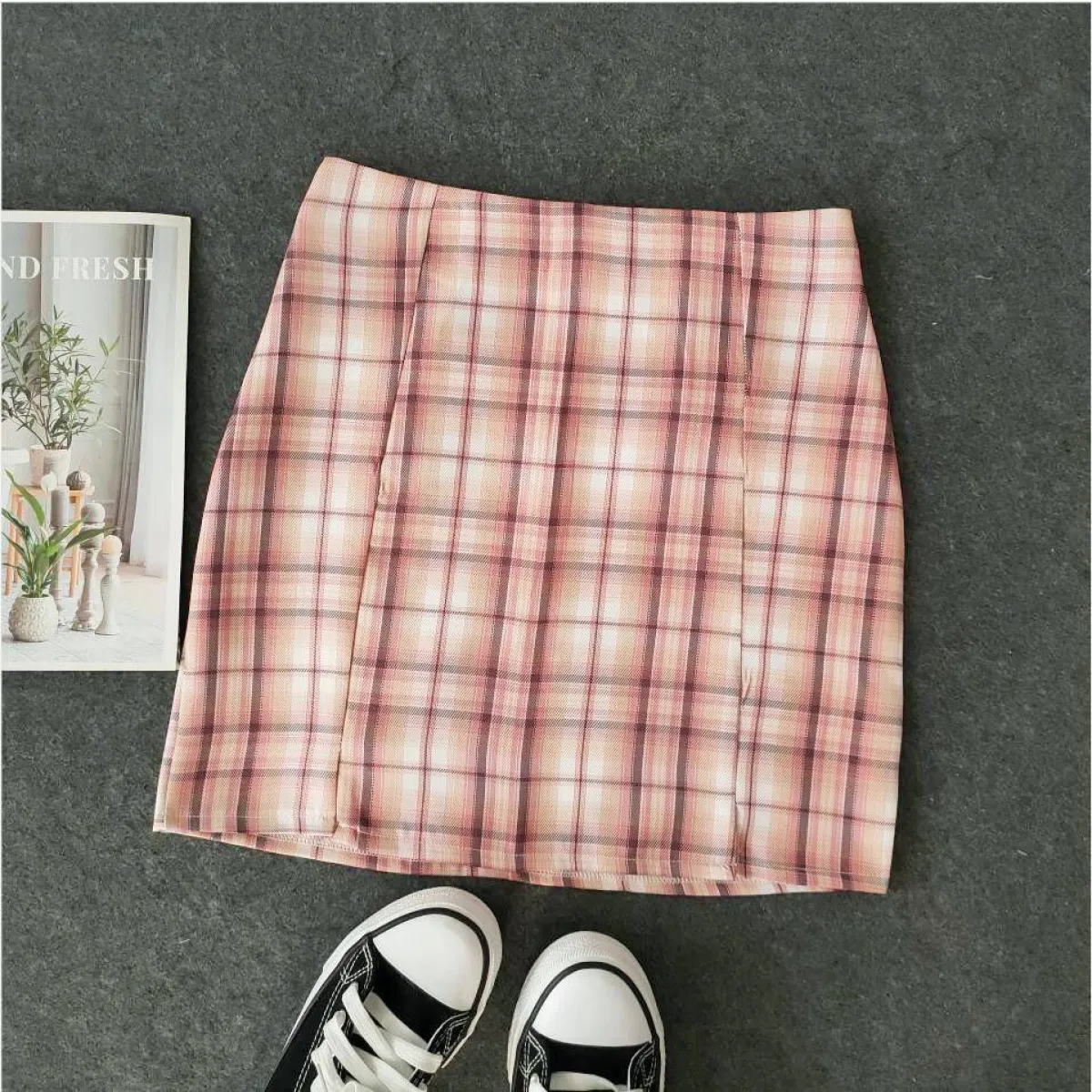 Korean Colored Plaid Skirt