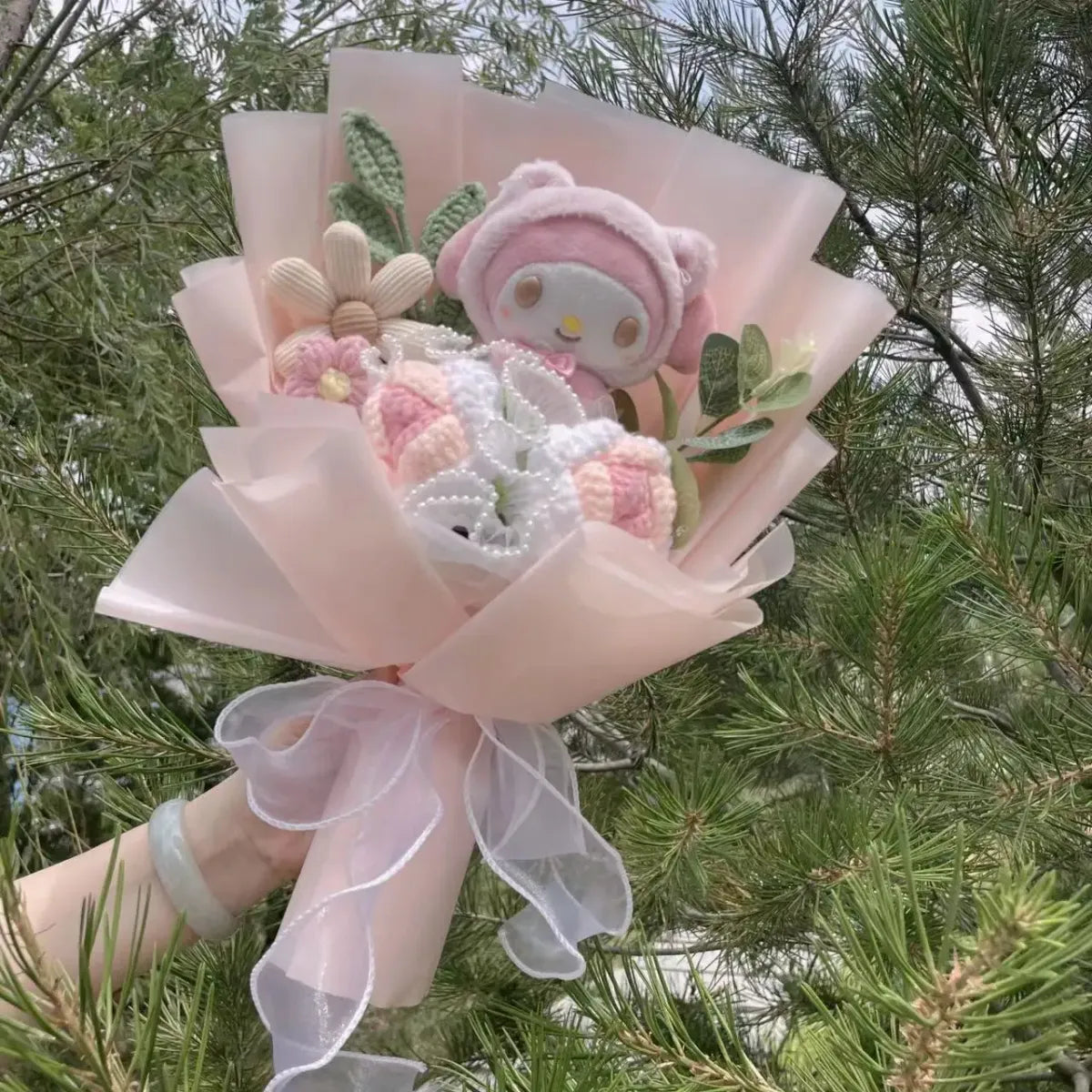 Kuromi Plush Flower Bouquet – Kawaii Handmade Gift for Valentine