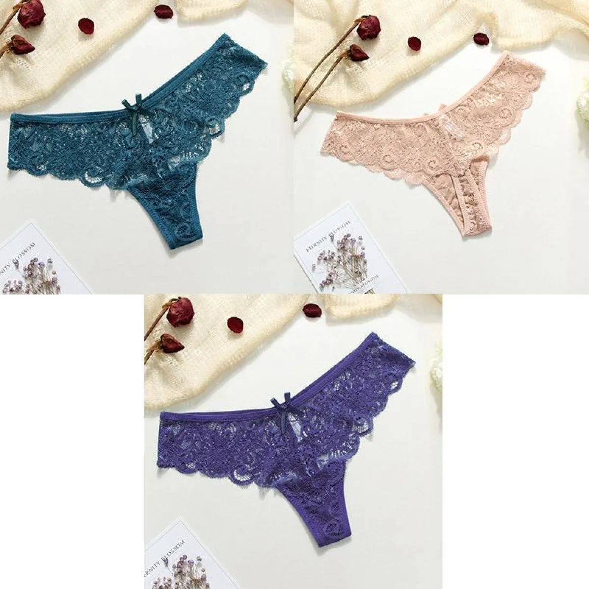 Lace Thongs - 3 Piece