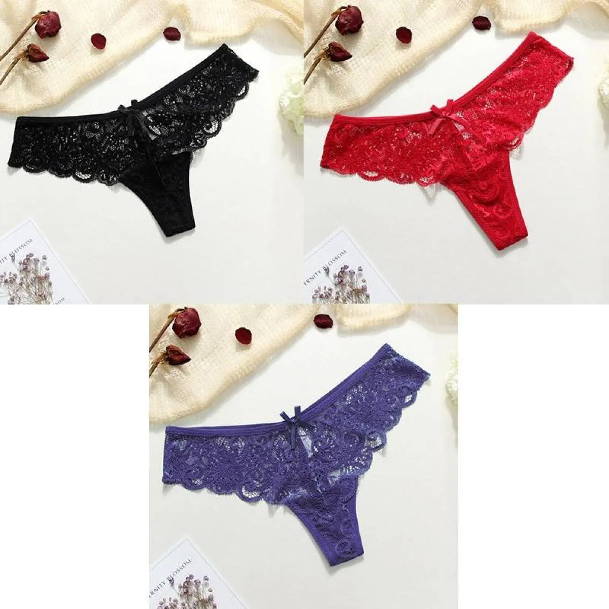 Lace Thongs - 3 Piece