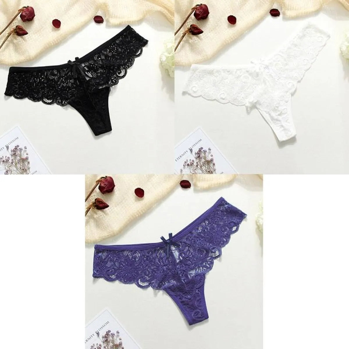 Lace Thongs - 3 Piece