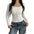 Lace Trim Long Sleeve Top - Ruched Tie-Up T-Shirt