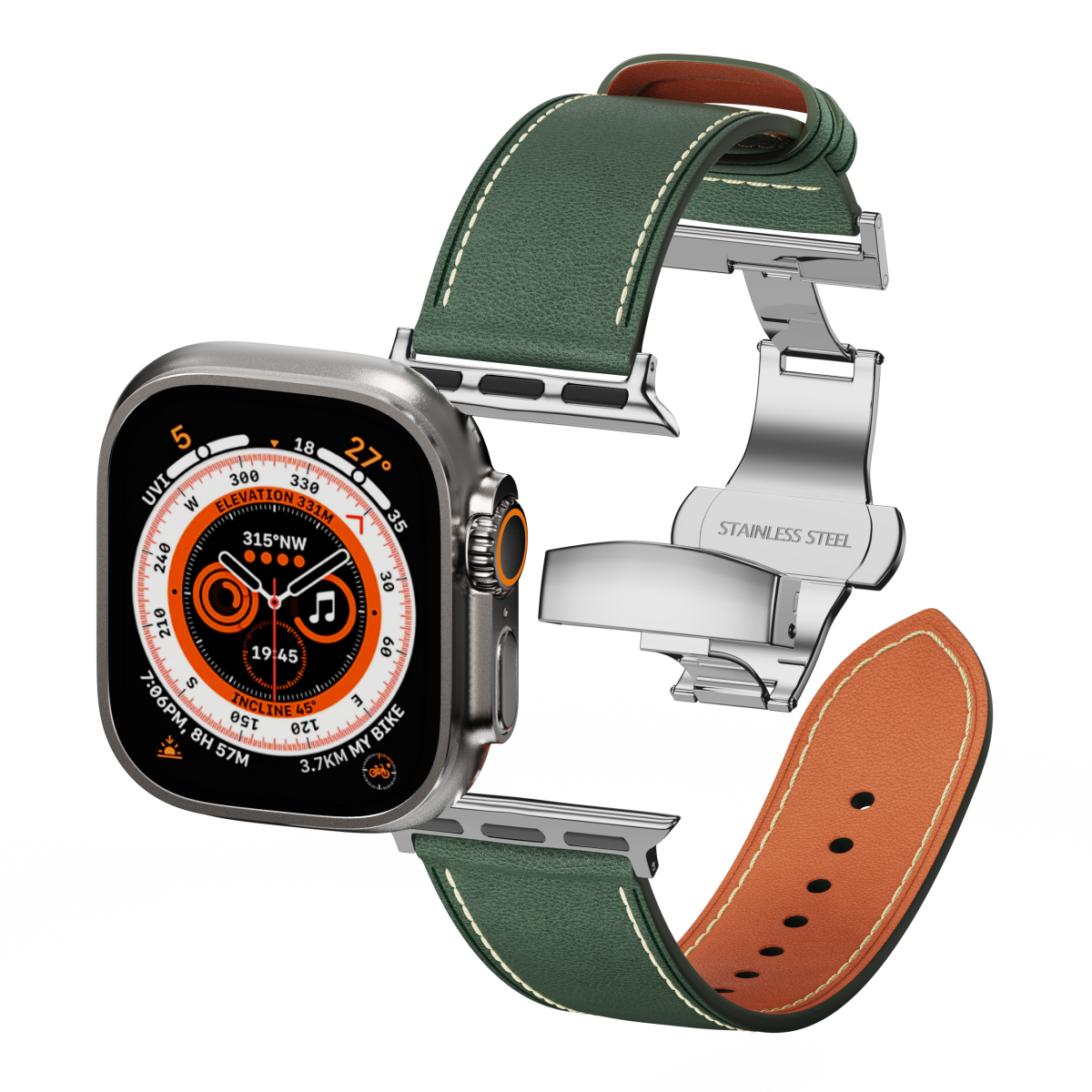 Affordable Genuine Leather Butterfly Buckle Band for Apple Watch