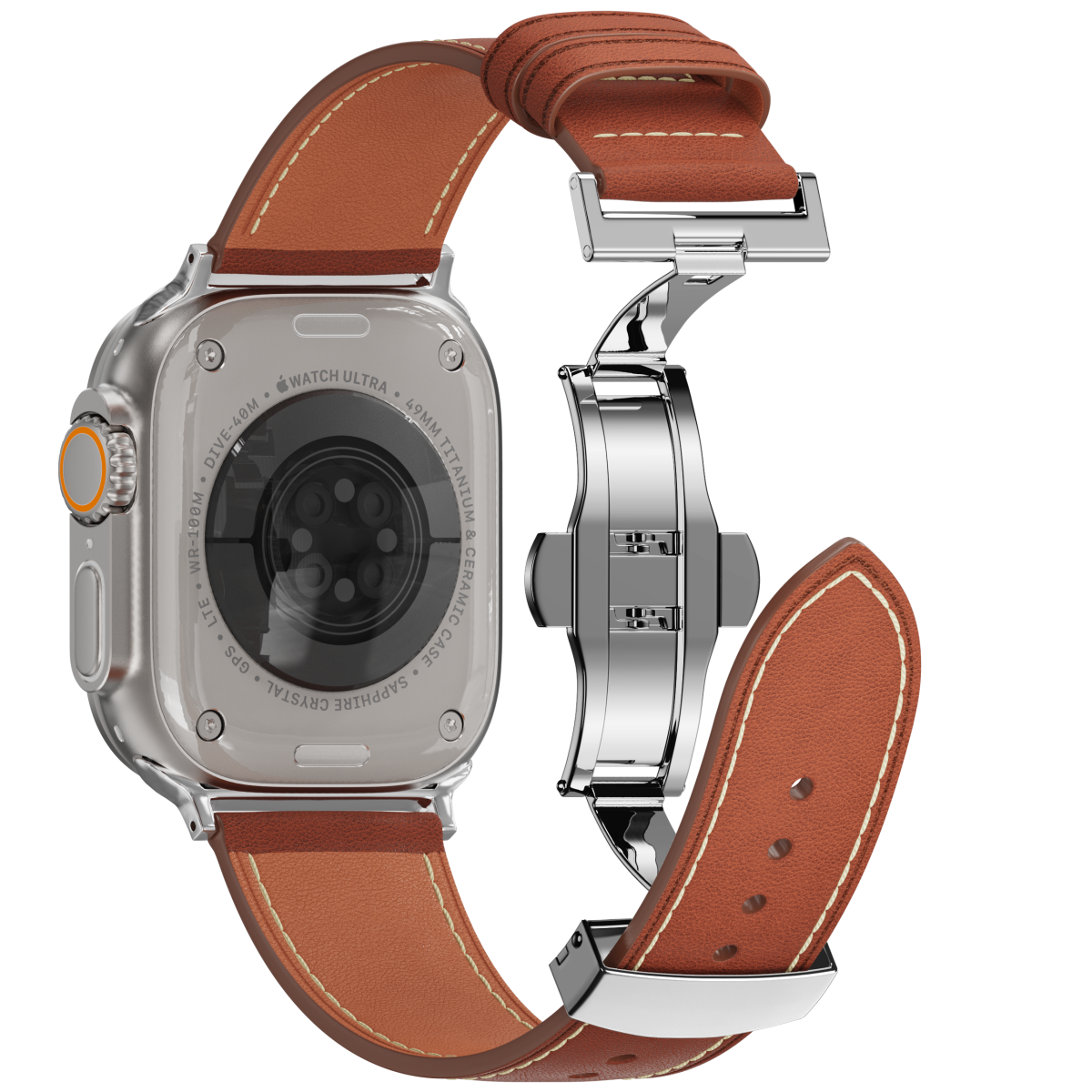 Affordable Genuine Leather Butterfly Buckle Band for Apple Watch