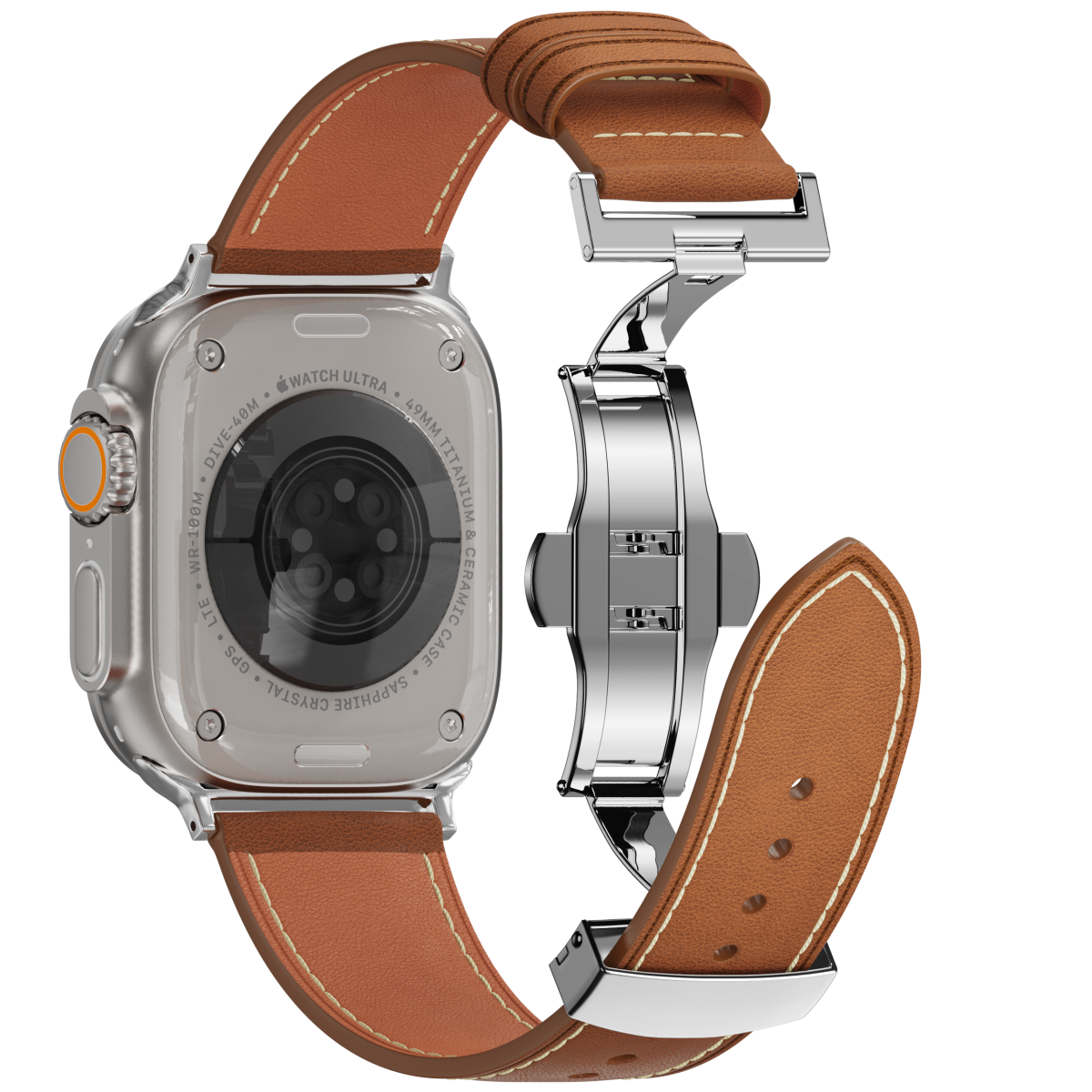 Affordable Genuine Leather Butterfly Buckle Band for Apple Watch