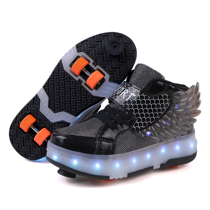 LED Roller Skate Shoes for Kids - Boys Girls Light Up Sneakers with Wheels Indoor/Outdoor Sliding Play