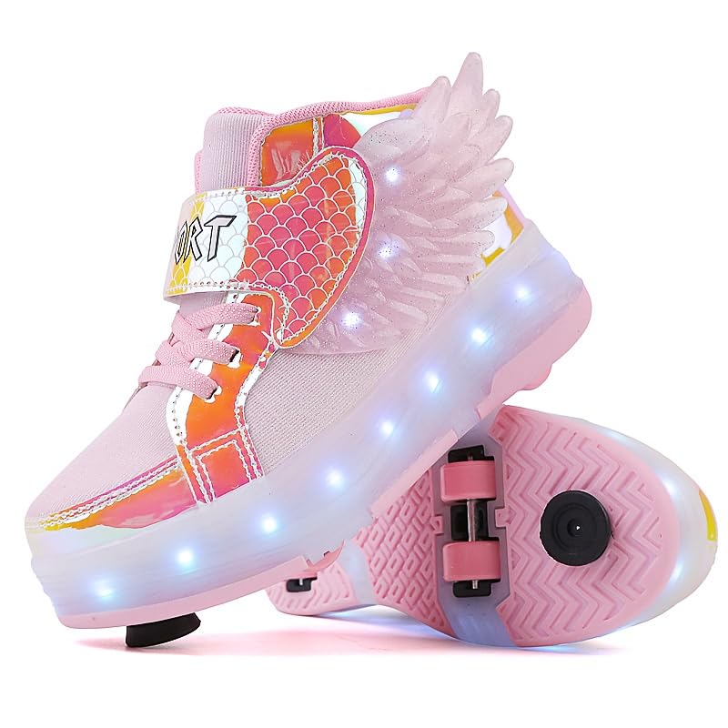 LED Roller Skate Shoes for Kids - Boys Girls Light Up Sneakers with Wheels Indoor/Outdoor Sliding Play