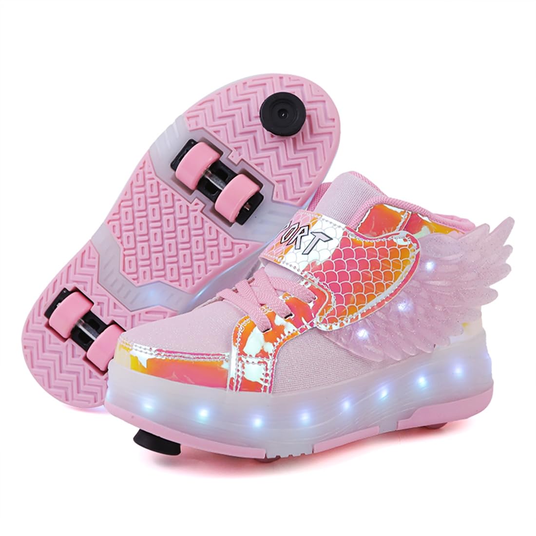LED Roller Skate Shoes for Kids - Boys Girls Light Up Sneakers with Wheels Indoor/Outdoor Sliding Play