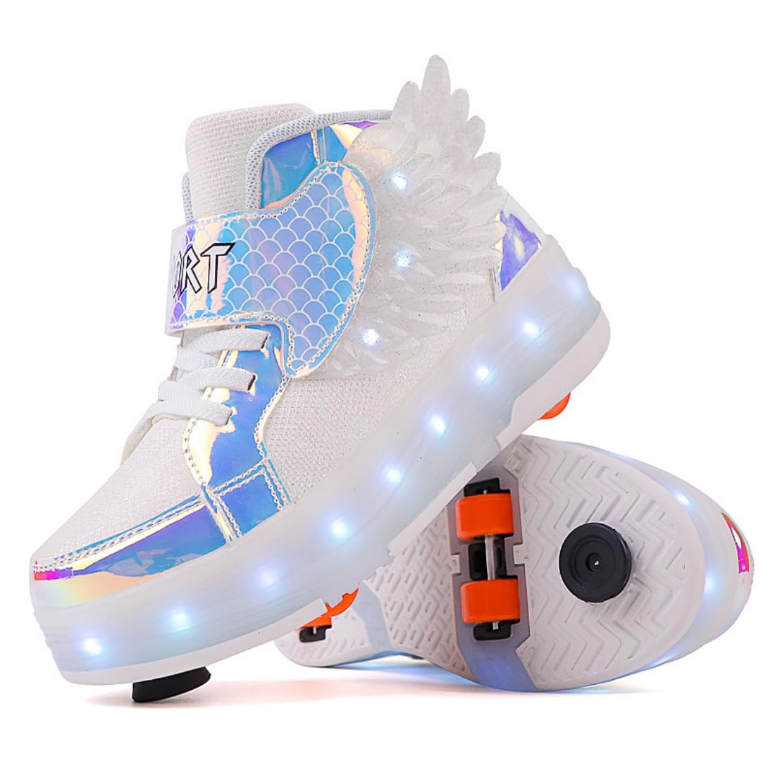LED Roller Skate Shoes for Kids - Boys Girls Light Up Sneakers with Wheels Indoor/Outdoor Sliding Play
