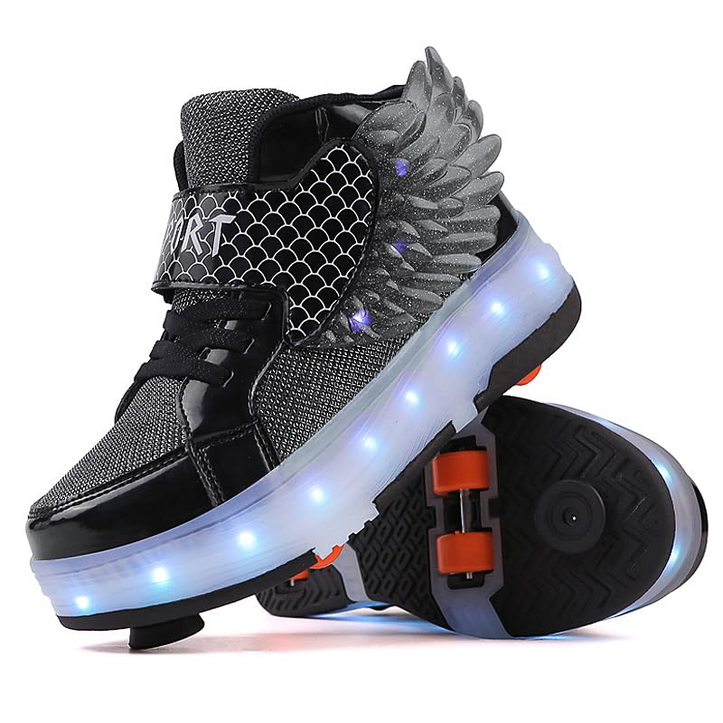 LED Roller Skate Shoes for Kids - Boys Girls Light Up Sneakers with Wheels Indoor/Outdoor Sliding Play