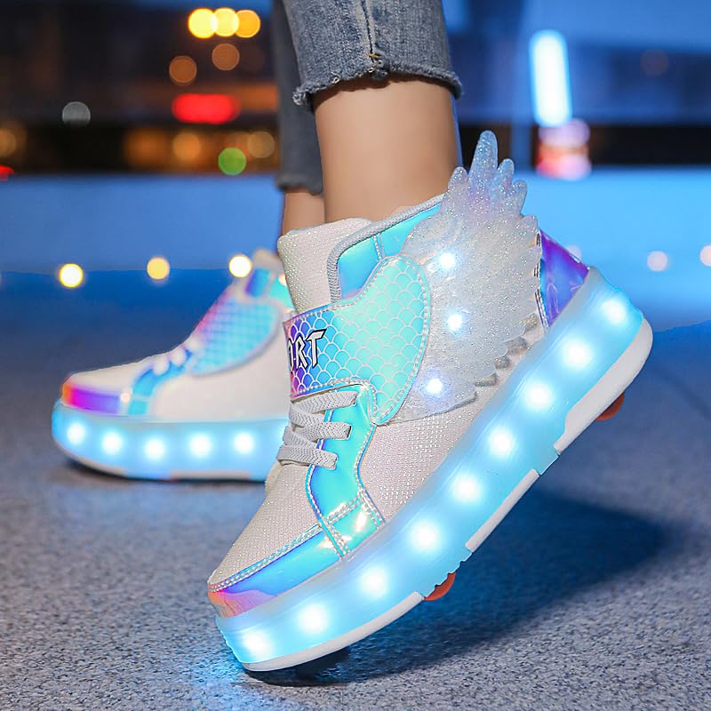 LED Roller Skate Shoes for Kids - Boys Girls Light Up Sneakers with Wheels Indoor/Outdoor Sliding Play