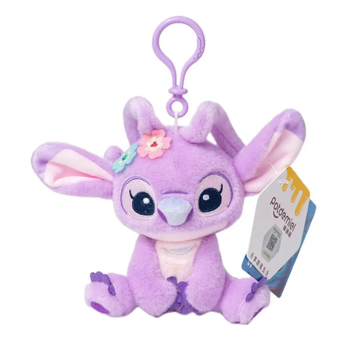 12cm Kawaii Stitch Plush Keychain – Blue & Purple Bag Charm Accessory