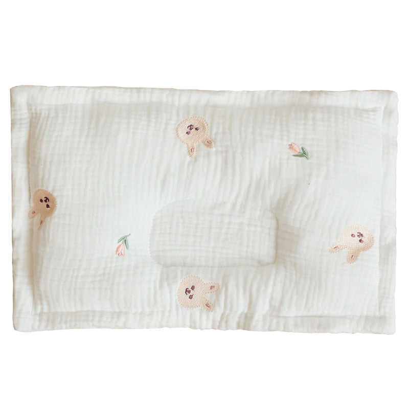 Children Molded Pillow, Breathable And Soft Gauze Cotton With Embroidery All-Season Universal Baby Pillow