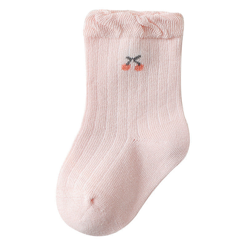 Baby Girls Frilled-Edges Breathable Mid-Calf Socks 2 Pairs