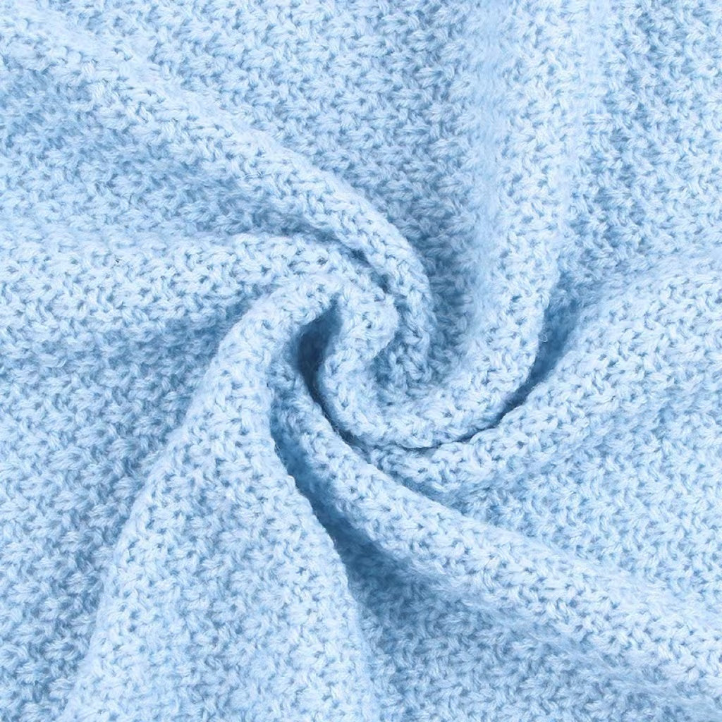 Children Solid Color Hollow Carved Graphic Design Simply Style Wool Quilt Blanket