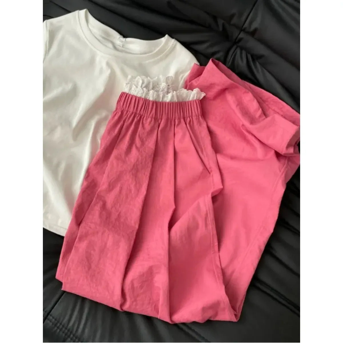 Lace Trim Wide Leg Pants – Retro Y2K Harajuku Casual Trousers