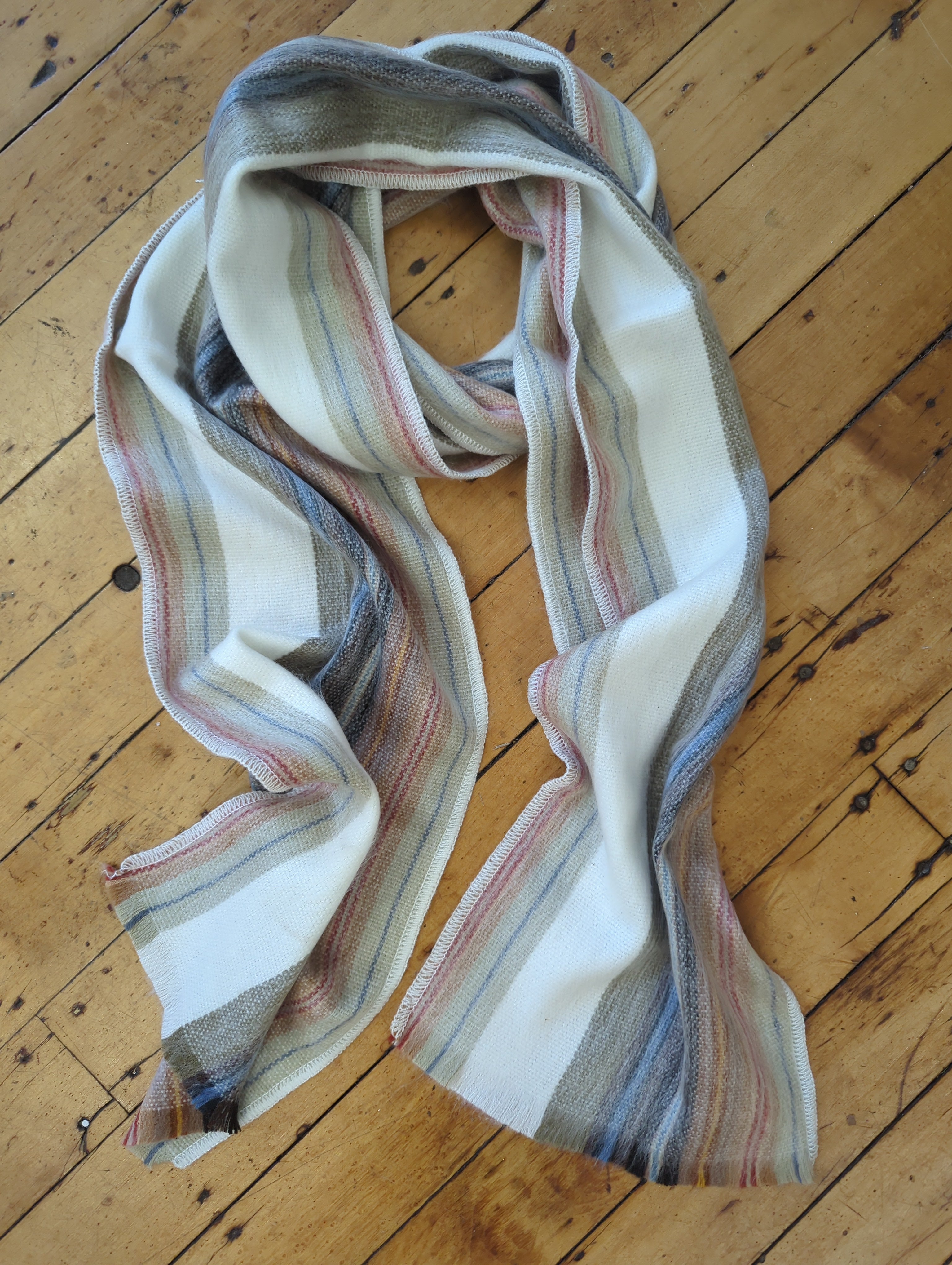 Brushed Alpaca Skinny Stripe Scarf
