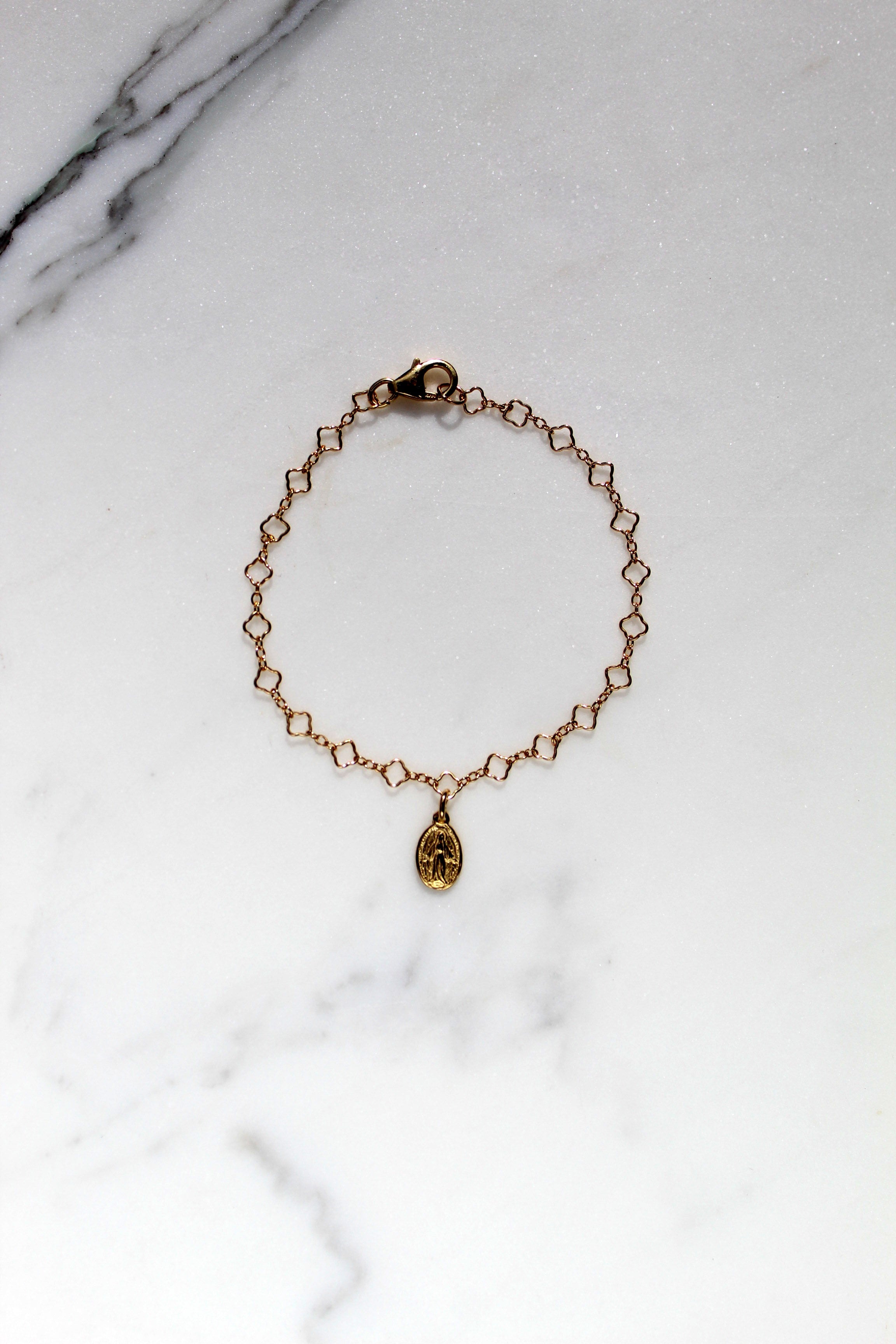 Miraculous Medal Floral Children's Bracelet