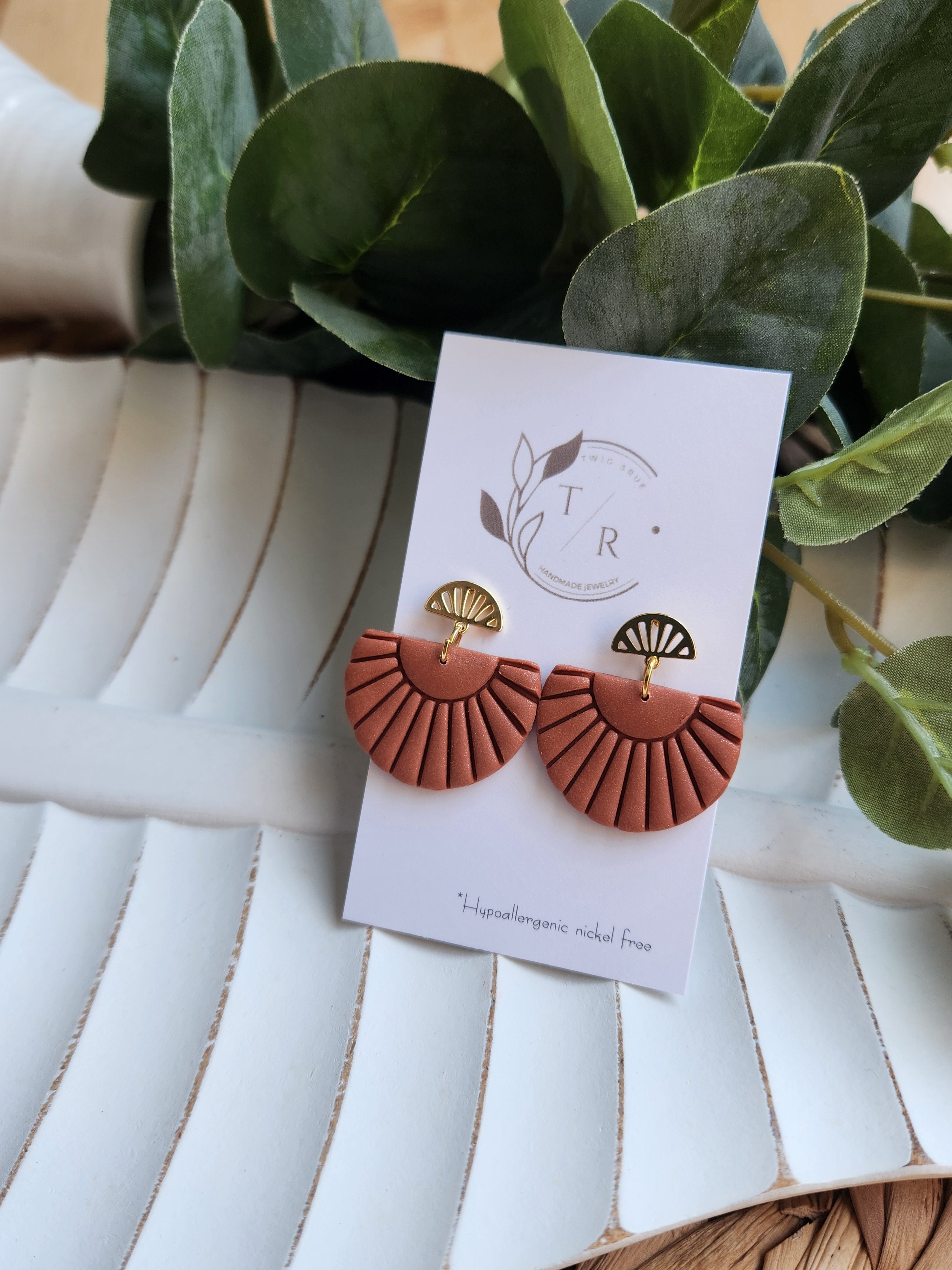 Kai| Clay Dangle with gold accents